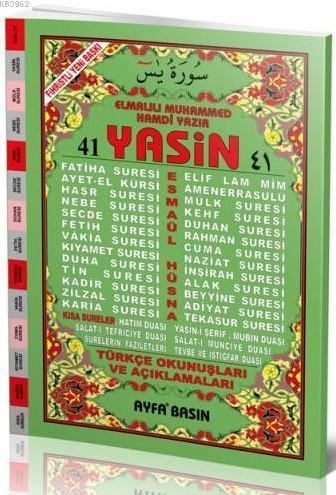 41 Yasin (Ayfa-073, Cami Boy, Fihristli, Türkçeli) | benlikitap.com