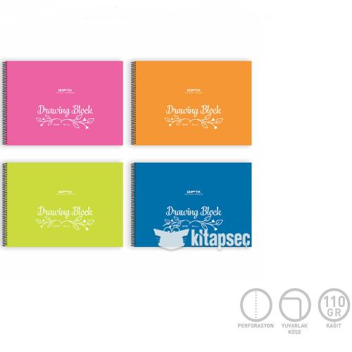 GIPTA PLASTİK KAPAK 17X24 SPİRALLİ RESİM DEFTERİ