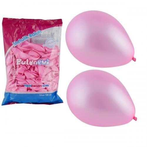 Balonevi Balon 12" Metalik Pembe 100 LÜ
