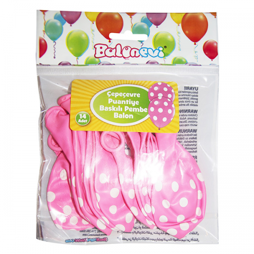 Balonevi Balon Baskılı Pembe 14 LÜ 7379
