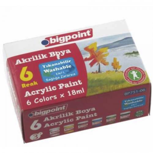 Bigpoint Akrilik Boya 6 Renk x 18 ml