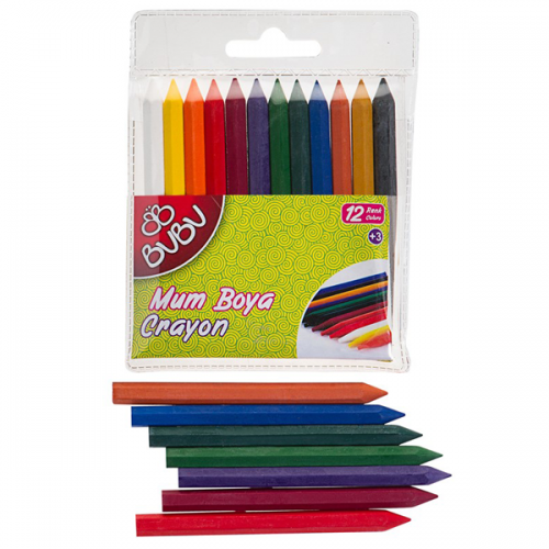 Bu-Bu Mum Pastel Boya Crayon Yarım Boy 12 Renk BUBU00067