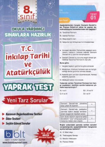 Bulut 8.Sınıf T.C. İnkılap Tarihi ve Atatürkçülük Yaprak Test Yeni