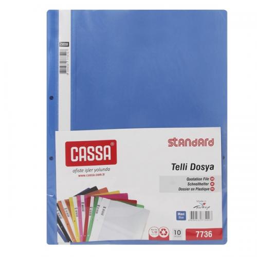 Cassa Telli Dosya Plastik Standart A4 50 Li Mavi 7735