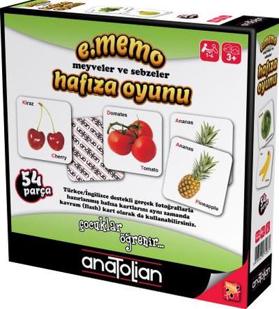 E. Memo Meyveler ve Sebzeler Hafıza Oyunu 54 Parça 3 Yaş