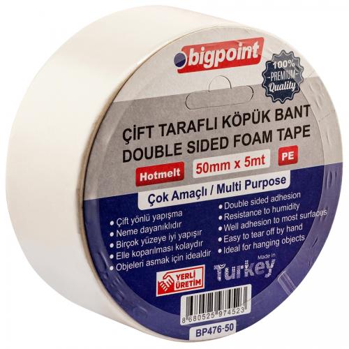 BP ÇİFT TARAFLI KÖPÜK BANT 50mmX5 Metre (tek ürün gönderilecektir, fotoğraf temsilidir)