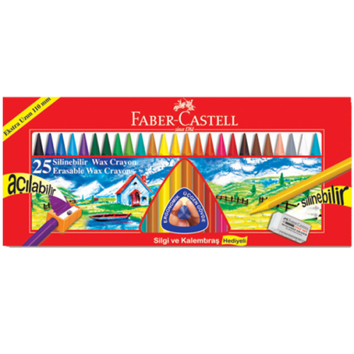Faber-Castell Mum Pastel Boya Wax Crayon Karton Kutu Silinebilir Üçgen 25 Lİ 12 27 25