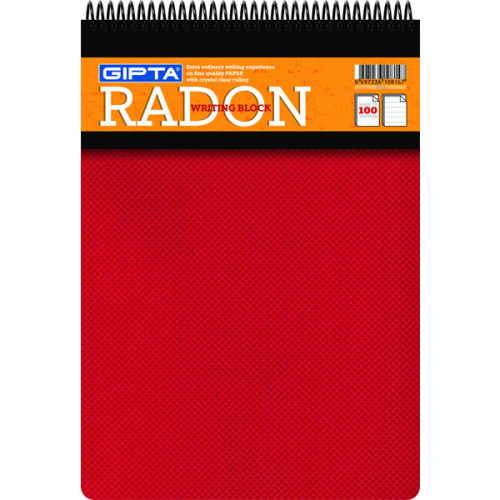 Gıpta Bloknot Radon Sipiralli Plastik Kapak Kareli 100 YP A4 2764