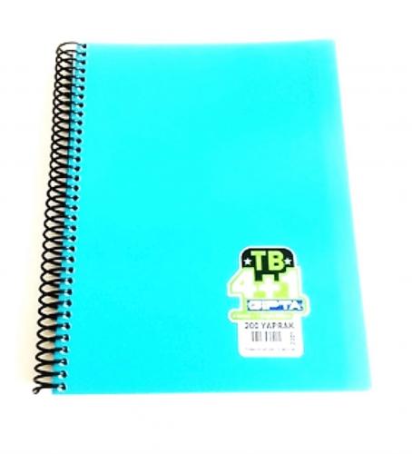 GIPTA TB SEPERATÖRLÜ PLASTİK KAP A4 200 YAPRAK 4+1 DEFTER