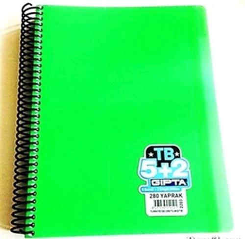 GIPTA TB SEPERATÖRLÜ PLASTİK KAPAK A4 280 YAPRAK 5+2 DEFTER