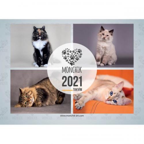 Kedili Katlamalı Duvar Takvimi 2021