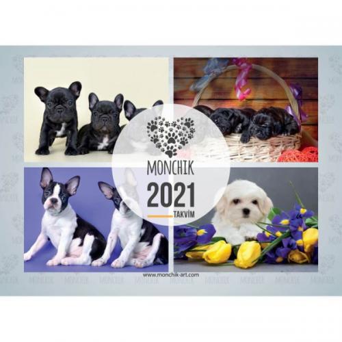 Köpekli Katlamalı Duvar Takvimi 2021