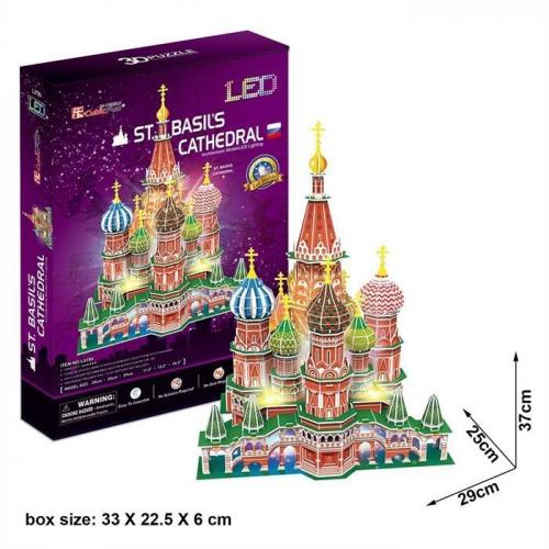 Neco 3D Cubic Fun Puzzle 224 Parça St. Basil''s Katadrali - Rusya (Led