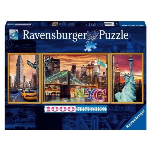 Ravensburger Puzzle 1000 Parça 3'Lü New York Işıltılı