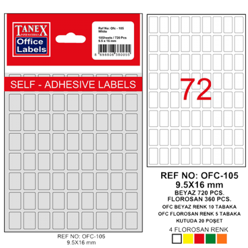 TANEX OFİS ETİKETİ OFC-105 BEYAZ