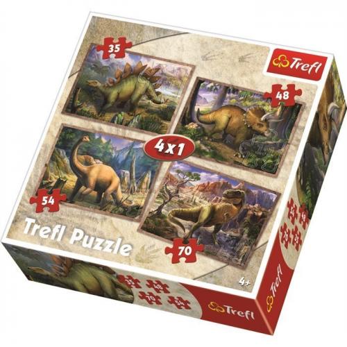 Trefl 35+48+54+70 Parça Puzzle Dinosaurs