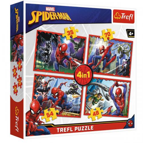 Trefl Puzzle 4 in1 In Spıderman s Web 34293