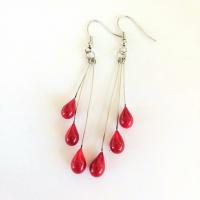 3 Damla Küpe Kırmızı 3 Damla Küpe Kırmızı