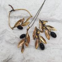 Oniks Taşlı Bronz Zeytin Set 1