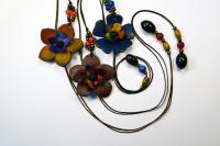 Deri Çiçek Kolye Uzun