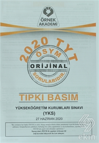 2020 TYT ÖSYM Orjinal Soruları Tıpkı Basım