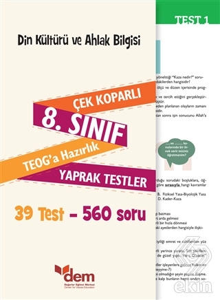 8. Sınıf TEOG Din Kültürü ve Ahlak Bilgisi Çek Kop