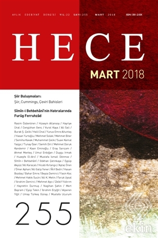 Hece Aylık Edebiyat Dergisi Sayı: 255 - Mart 2018