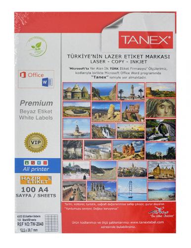 TANEX TW-2040 52,5x29,7 mm LASER ETİKET 100 AD.