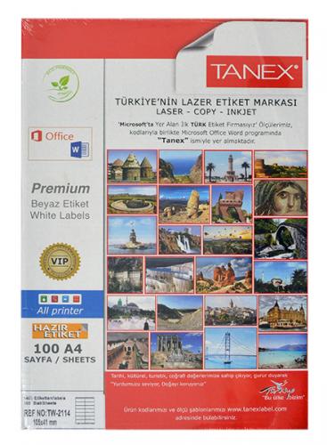 TANEX TW-2114 105x41 mm LASER ETİKET 100 AD.