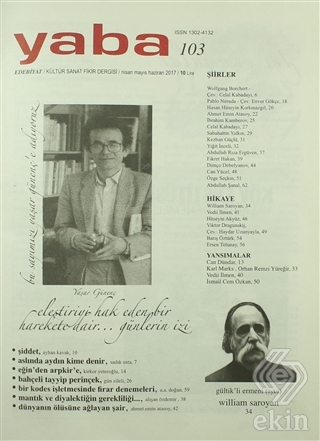 Yaba Edebiyat Dergisi Sayı: 103 /Nisan Mayıs Hazir