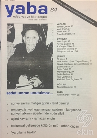 Yaba Edebiyat Dergisi Sayı: 84