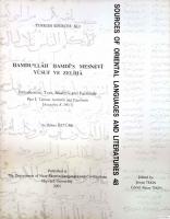 Hamdu'llah Hamdi's Mesnevi Yusuf ve Zeliha Introduction, Text, Analsis and Facsimile Part I Hamdu'llah Hamdi'nin Yusuf ve Zeliha Mesnevisi Kısım I