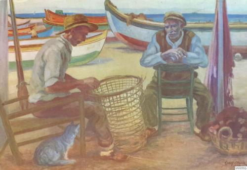 Balıkçılar, Şeref Akdik ( 1899 - 1972 ) 35x50 cm.