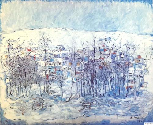 Evler ve Kar Üzerine Güzelleme, Hamza İnanç ( 1930 - .... ) 35x50 cm.