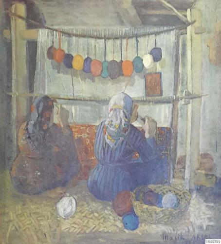 Halı Dokurken, Malik Aksel ( 1903 - 1987 )