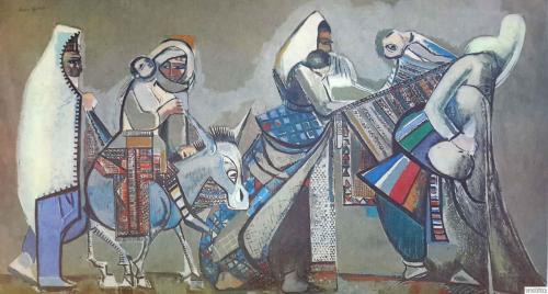 Kervan, Eren Eyüboğlu ( 1913 - 1988 ) 35x50 cm. Eren Eyüboğlu