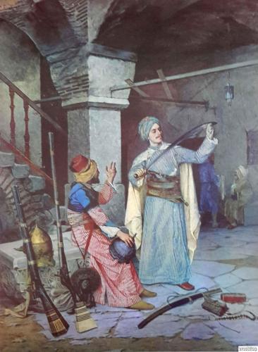 Silah Taciri, Osman Hamdi ( 1842 - 1910 ) 48x68 cm.
