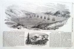 The Turkish Fleet at Anchor in the Bosphorus - Sketched from a hill nea Buyukdere The Black Sea in the Distance Castle of the Seven Towers, Constantinople  [İstanbul, Boğaziçi, Büyükdere, Yedikule]