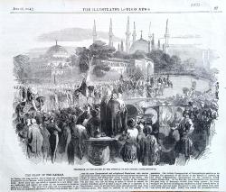 Procession of the Sultan at the festival of the Bairam Constantinople. Russian Prisoners on board "The Fury" at Constantinople (July 29, 1854)