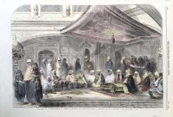 Interior of a Sikh Temple at Umritzir - Reading the Grunt'h- From a Drawing By W Carpenter