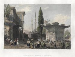 Constantinople, Fountain and Market at Tophanne,
1840, (İstanbul, Tophane Çeşmesi ve Pazarı)
