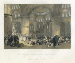 Istanbul, Mosque of Sultan Achmed, 1838, (İstanbul, Sultanahmet Camii'nin içeriden görünüşü)