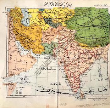 Hindistan İran Türkiye Haritası (Osmanlıca)