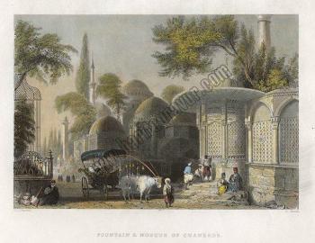 Constantinople, Fountain & Mosque of Chahzade, 1838, İstanbul, Şehzade
