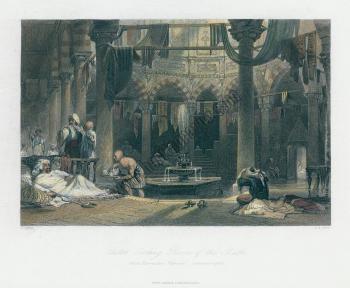 Constantinople, Turkish Baths, Outer Cooling Room, 1838, (Hamam) Rober