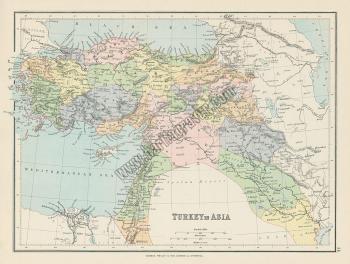 Turkey in Asia map, 1876, (Osmanlı İmparatorlu'ğunun Asya Kıtasındaki 