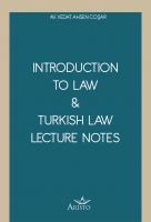 Introduction To Law & Turkish Law Lecture Notes
