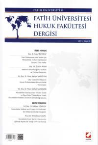 Fatih Üniversitesi Hukuk Fakültesi Dergisi Cilt: 1 Sayı: 1 Yayın Kurul