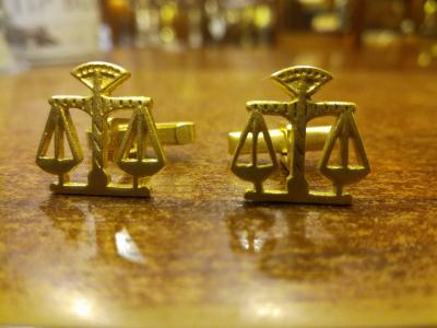 Terazi Kol Düğmesi Gold (925 Ayar Gümüş)