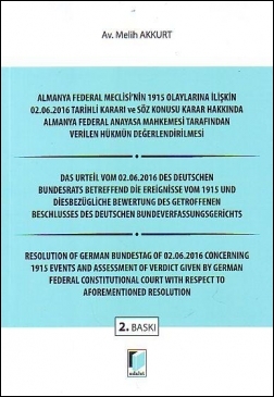 Almanya Federal Meclisi'nin 1915 Olaylarına İlişkin 02.06.2016 Tarihli